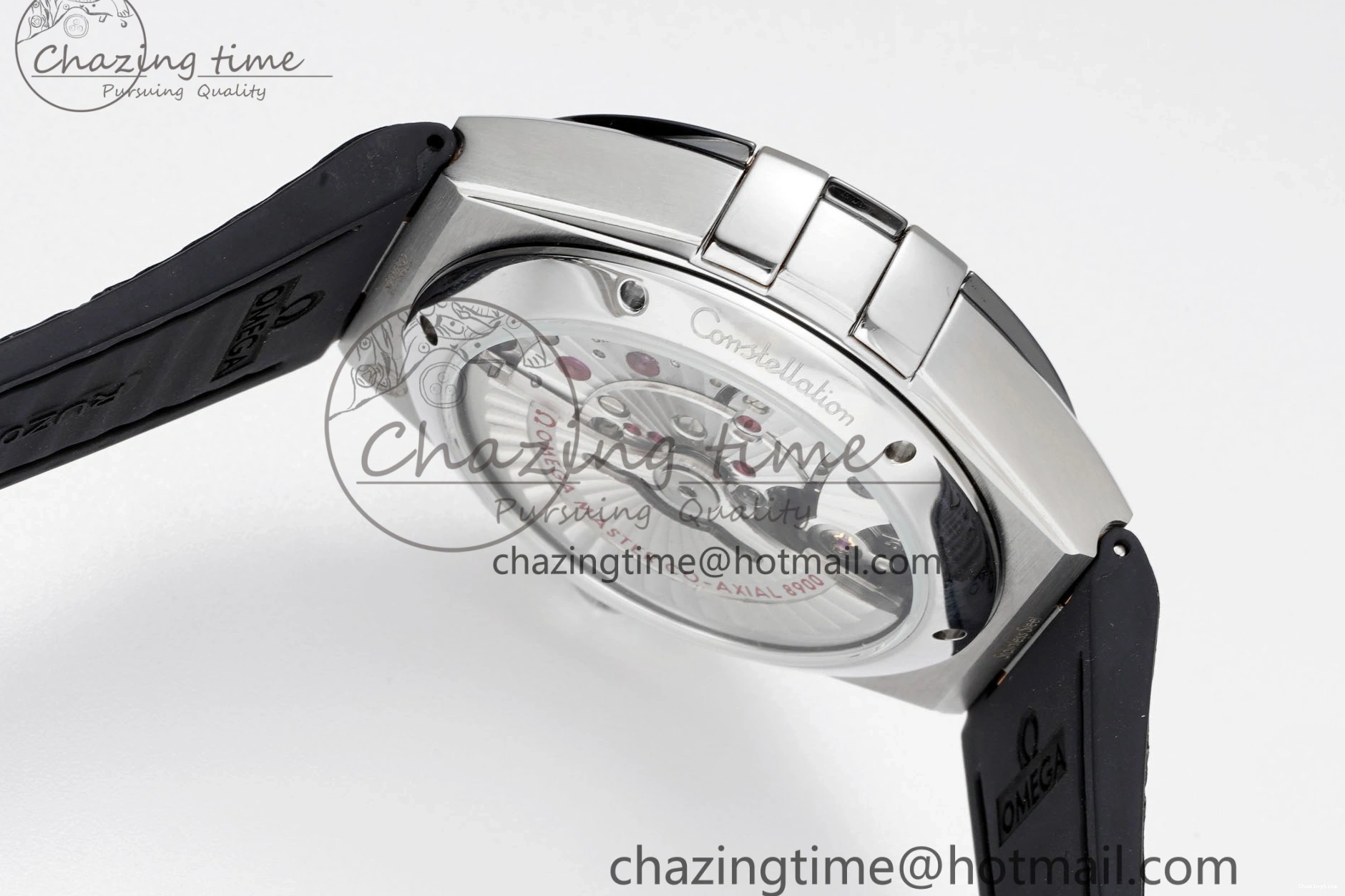 0403 GoAnywhere Constellation Black Ceramic SS 8F 1:1 Best Edition White Textured Dial on Black Gummy Strap A 7803
